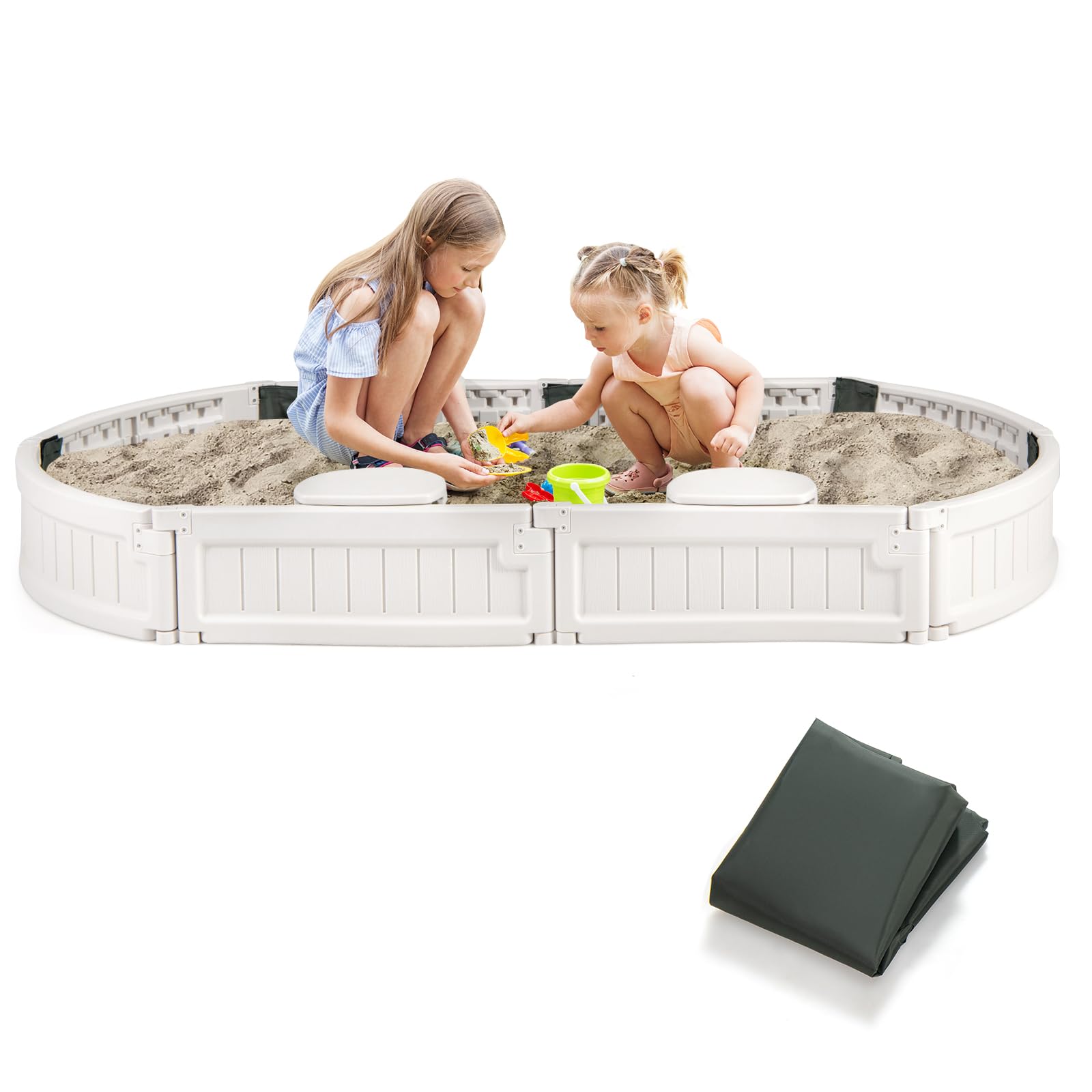 Amazon.com: Costzon Kids Sandbox with Cover, Detachable Built-in